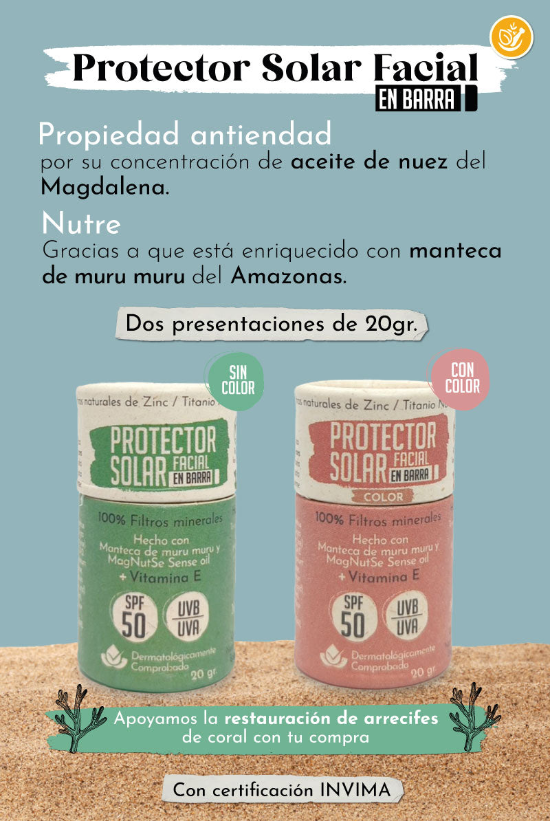 Protector Solar Facial en Barra SPF50 con 100% Filtros minerales (20g)